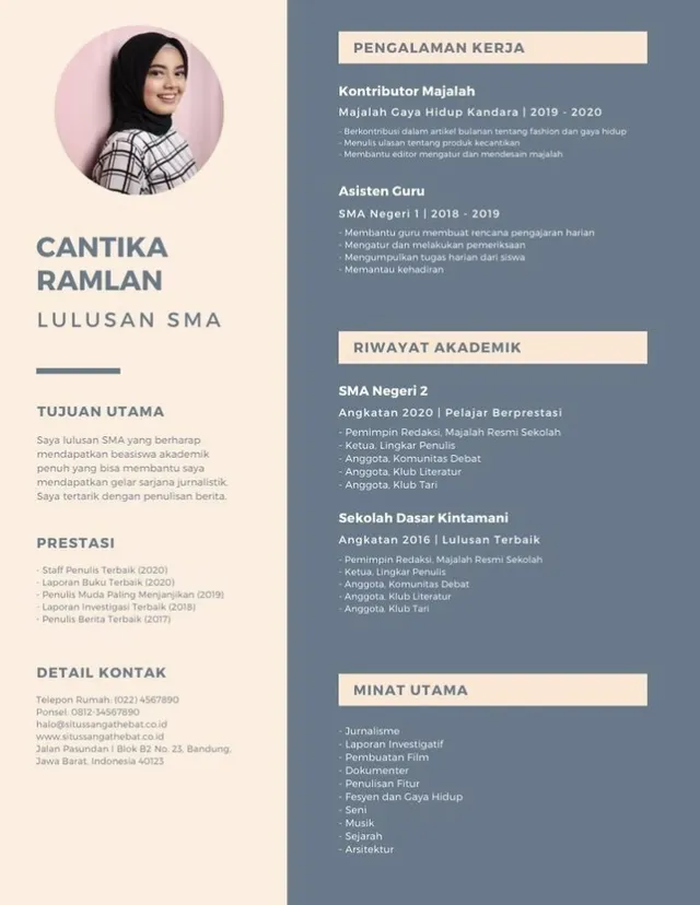cv lulusan sma