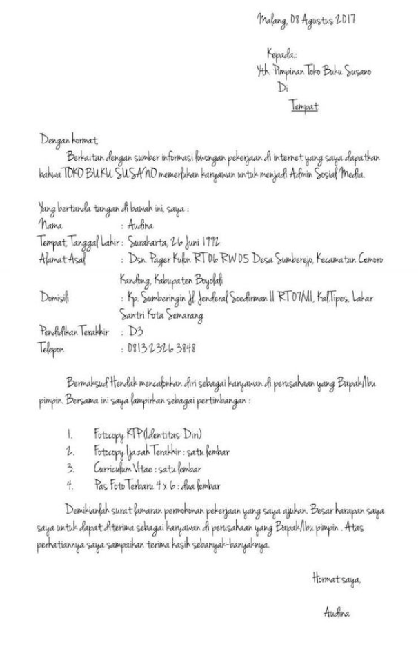 CV Tulis Tangan
