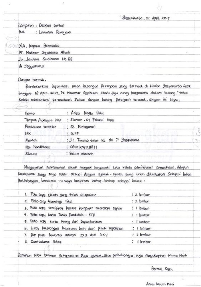 CV Tulis Tangan