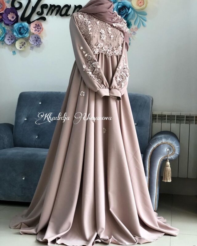 7 Model Baju Gamis Brokat Lengan Balon, Mewah dan Gorgeous Model baju gamis lengan balon terbaru