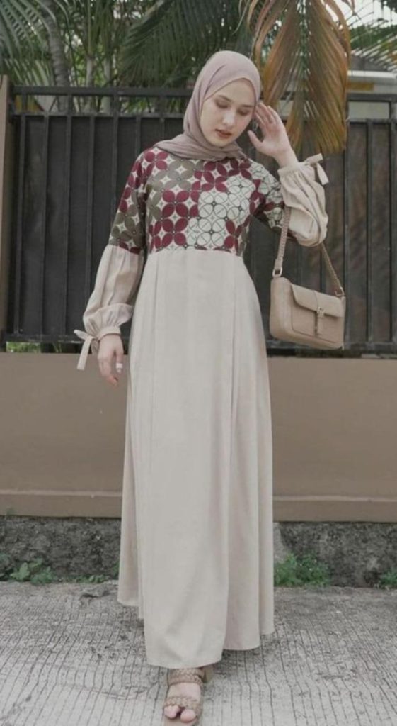 16 Contoh Model Baju Gamis Batik Kombinasi Polos, Stunning! model kebaya kain polos kekinian