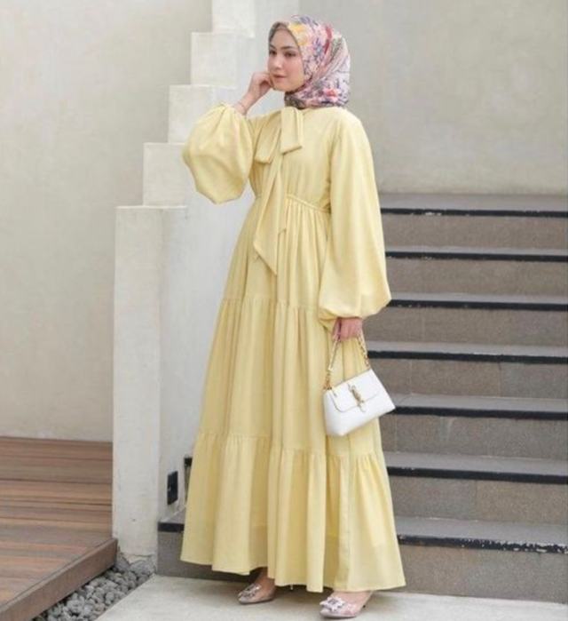 Model Gamis Kerut Pinggang