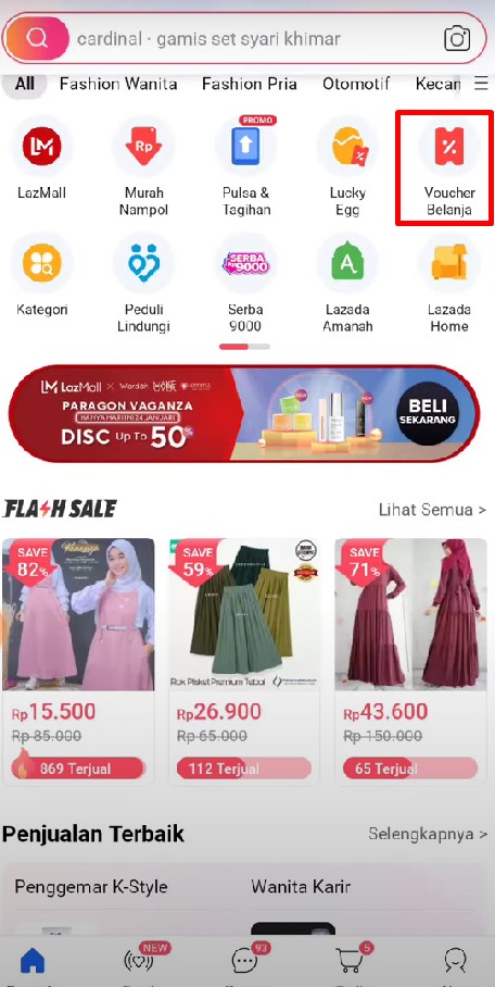 cara melihat kode voucher lazada 