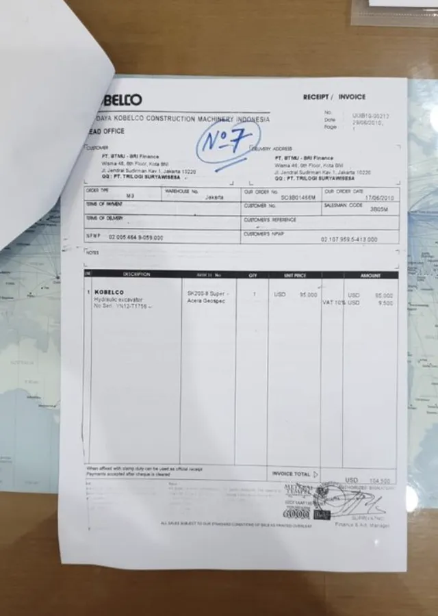 contoh invoice alat berat