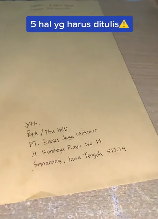 6 Contoh Amplop Lamaran Kerja, Format dan Cara Membuatnya yang Mudah tulisan di map lamaran kerja