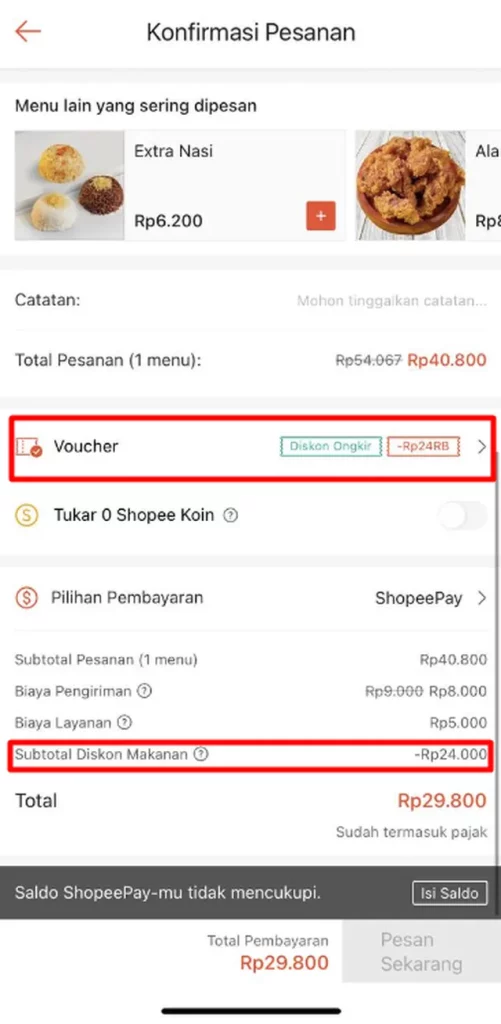 kode voucher shopee food