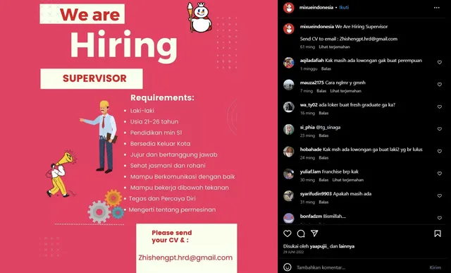 Cara Melamar Kerja di Mixue, Syarat dan Contoh CV Mixue syarat kerja di mixue