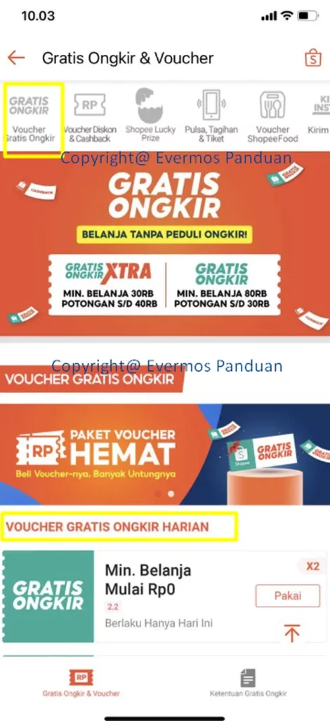 Cara Melihat Kode Voucher Shopee Gratis Ongkir 
