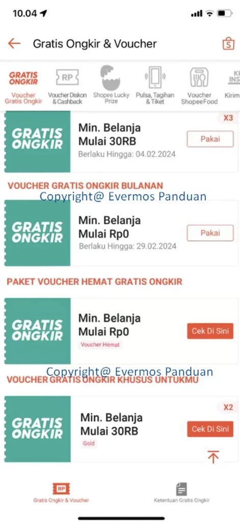 Cara Melihat Kode Voucher Shopee Gratis Ongkir 