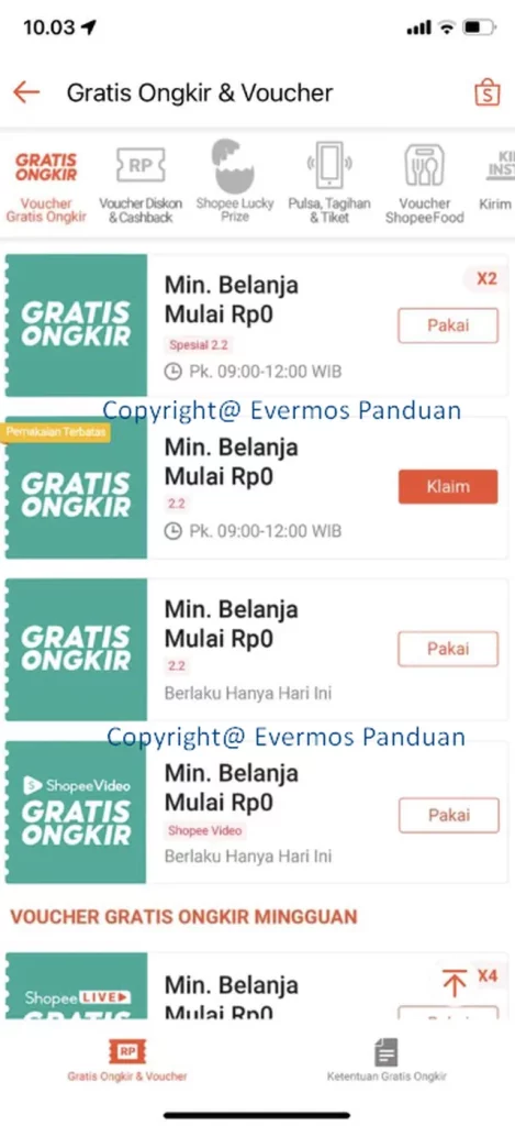 Cara Melihat Kode Voucher Shopee Gratis Ongkir 