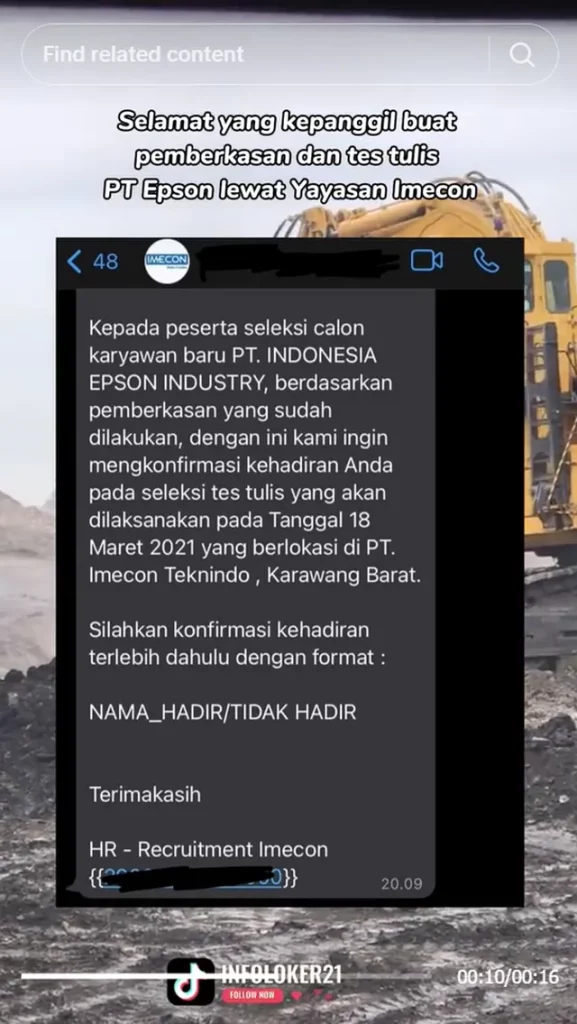 contoh panggilan kerja via online