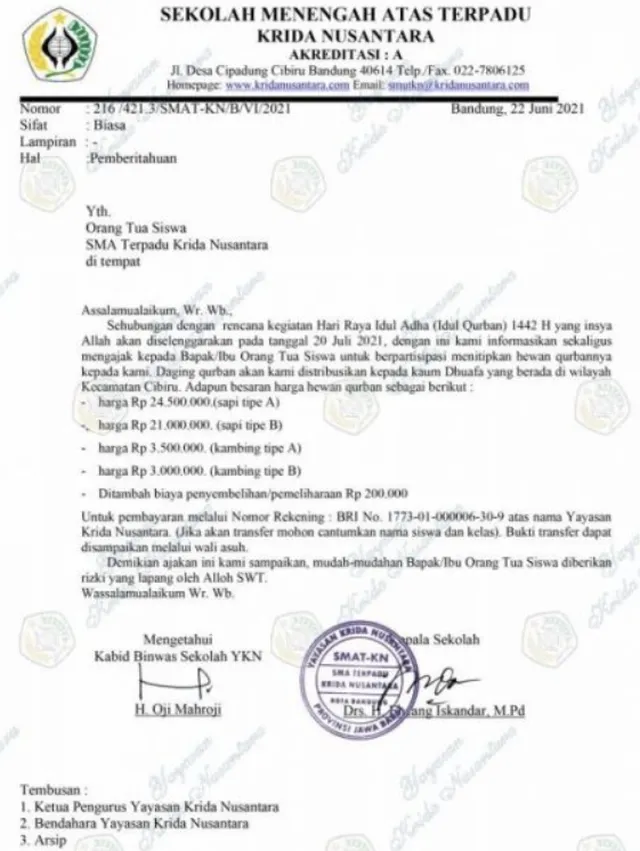 contoh surat penawaran harga hewan qurban