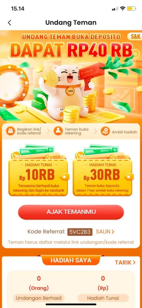 Cara Mendapatkan Kode Referral Neo Bank Dapat 50 Ribu Gratis! kode referral neo bank