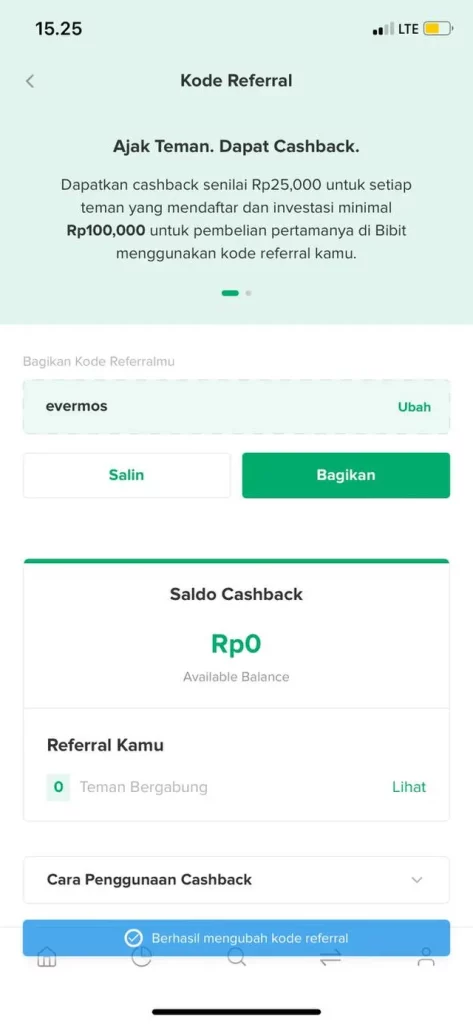 Ini Cara Dapat Cashback 25 Ribu Dari Kode Referral Bibit, Simak! kode referral bibit