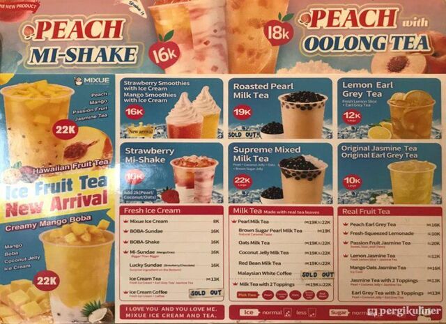 menu ice cream mixue 