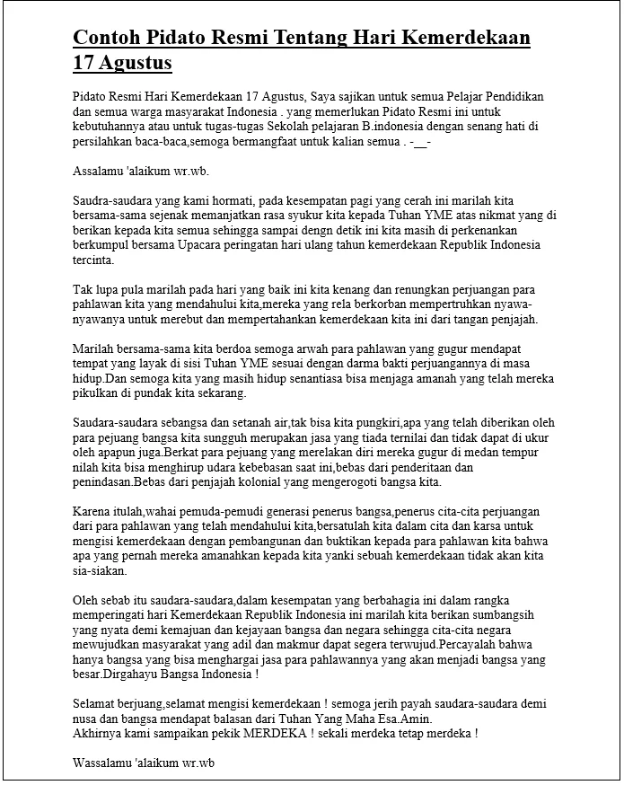 contoh pidato lomba 17 agustus