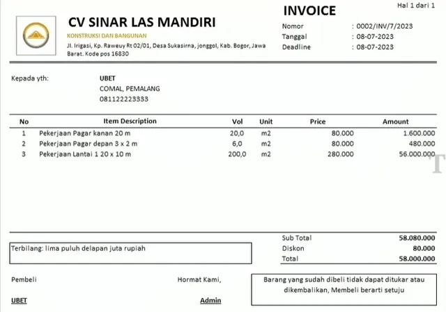 5 Contoh Invoice Tagihan Jasa Proyek yang Mudah Dibuat