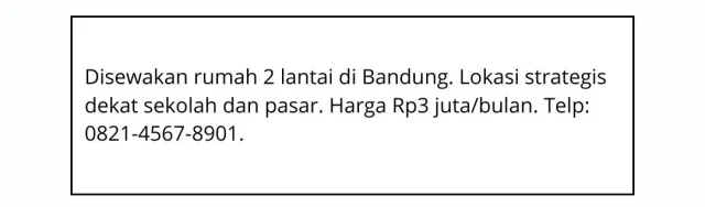 Contoh Iklan Baris