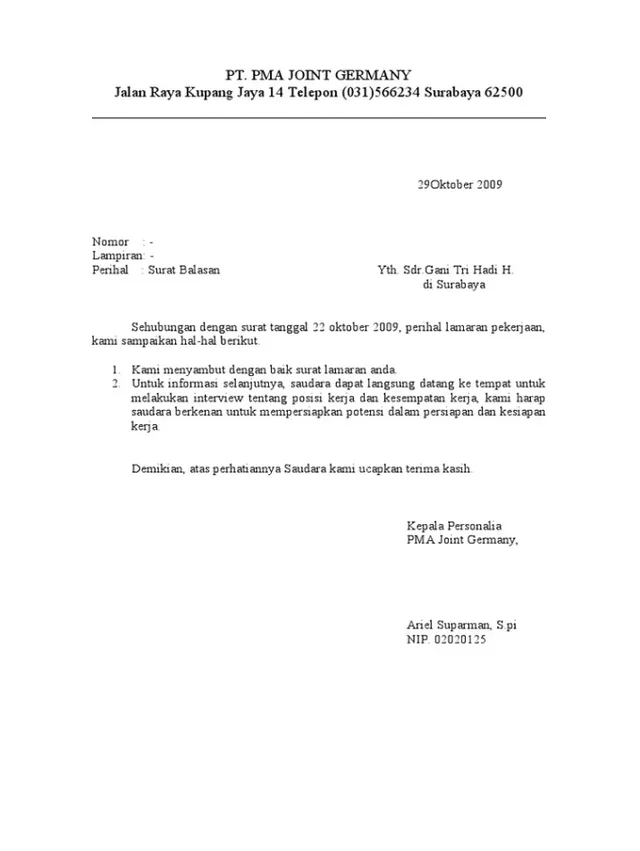 contoh panggilan kerja via wa asli