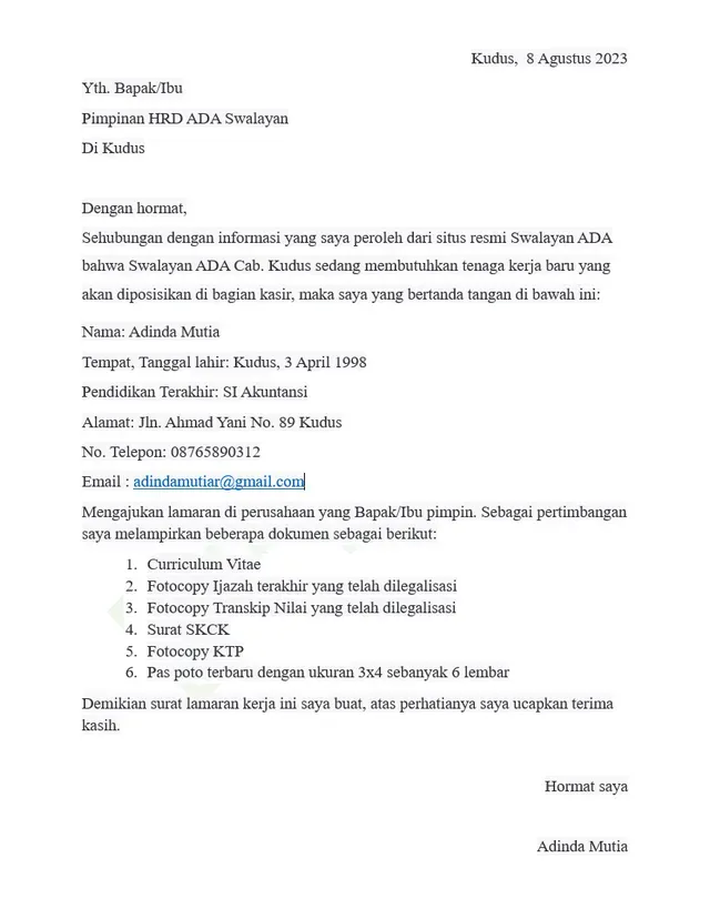10 Contoh Surat Lamaran Kerja di Toko Berbagai Toko Contoh Surat Lamaran Kerja di Toko