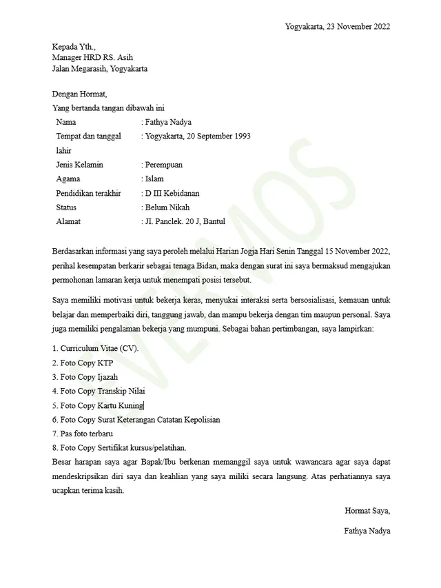 4 Contoh Surat Lamaran Kerja Bidan, Langsung Lamar Sekarang!