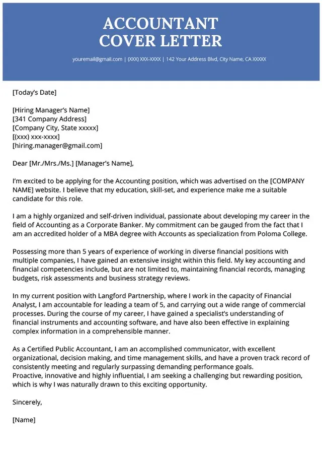 Contoh Surat Lamaran Kerja Accounting Bahasa Inggris 