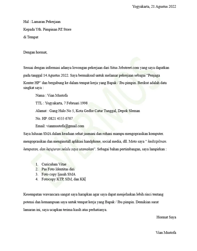 10 Contoh Surat Lamaran Kerja di Toko Berbagai Toko Contoh Surat Lamaran Kerja di Toko