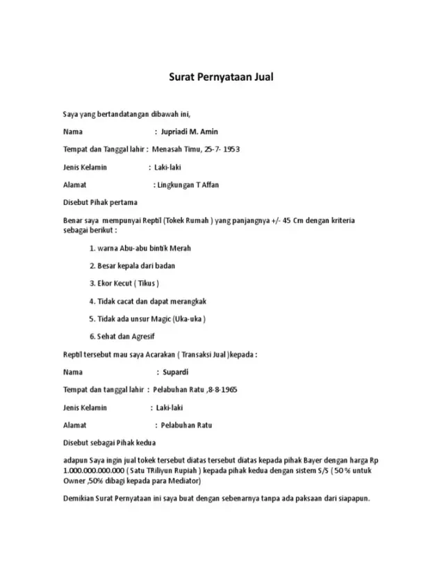 Cara Buat & Contoh Surat Perjanjian Jual Beli Hewan Qurban yang Benar surat perjanjian jual beli hewan qurban