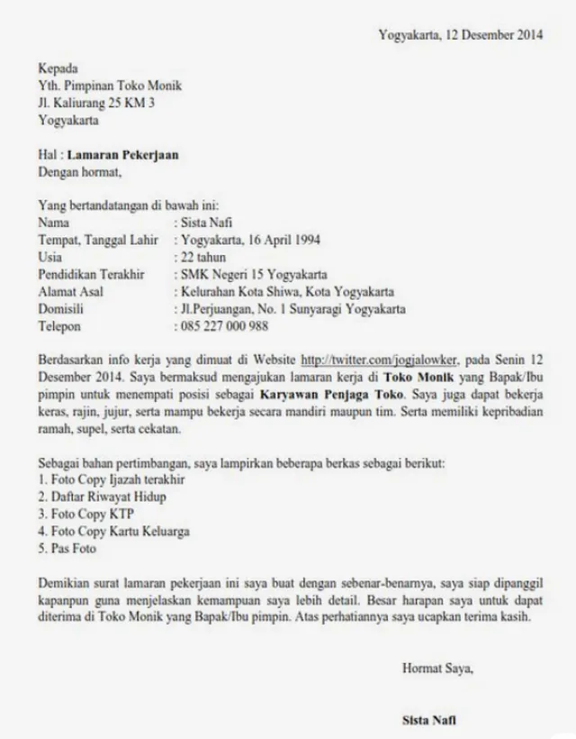 10 Contoh Surat Lamaran Kerja di Toko Berbagai Toko contoh surat lamaran kerja di toko baju